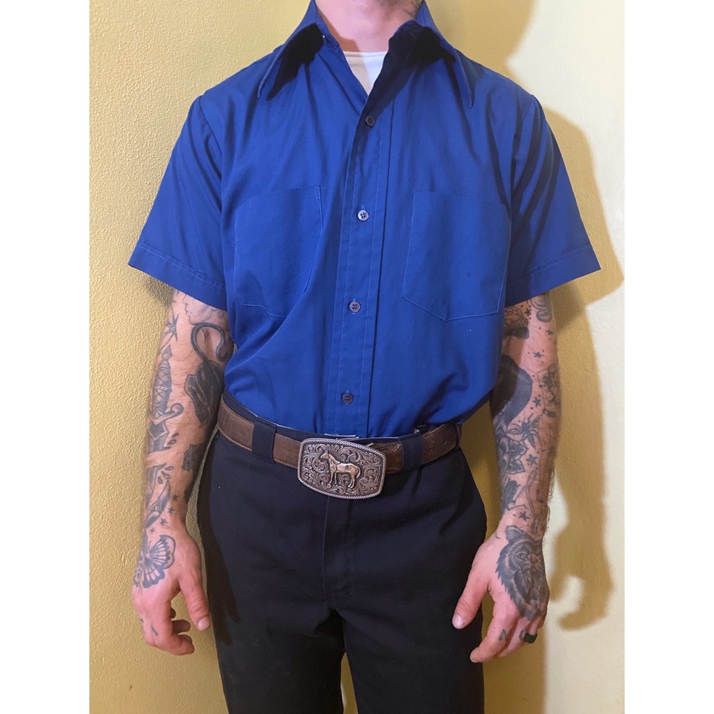 Vintage Navy Blue Button Up Shirt